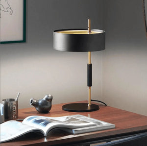 Close-Up of Oluce 1953 Table Lamp - Italian Modernist Design in Black & Gold