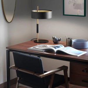 Oluce 1953 Table Lamp - Elegant Black & Gold Lighting for Modern Workspaces