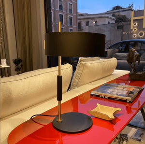 Luxury Interior Lighting - Oluce 1953 Table Lamp in Matte Black & Gold