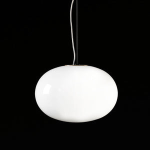 Oluce Alba 465 Pendant Lamp – Opaline Glass & Satin Brass.