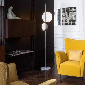 Superluna 397 LED Floor Lamp – Italian Luxury Design, Rotating Hemispheres.