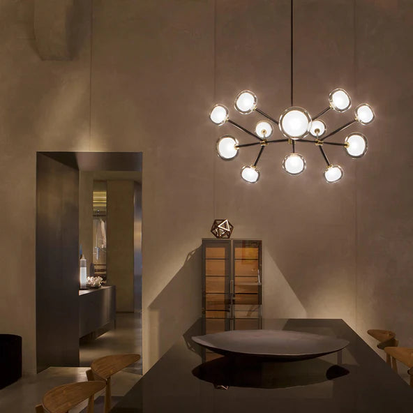 TOOY Nabila Chandelier - Brushed brass / 9 glass round