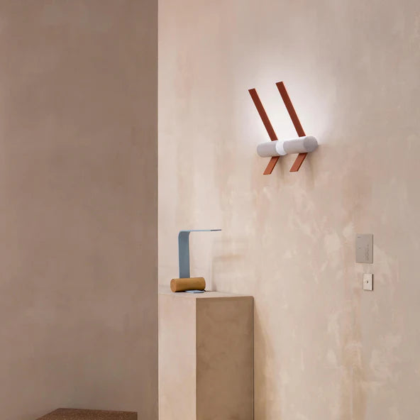 TOOY Nastro Outdoor Wall Light - Beige frame with greenish grey cylinder