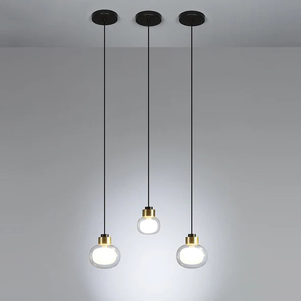 TOOY Nabila Pendant Light - Brushed brass with clear glass / Small : 12cm