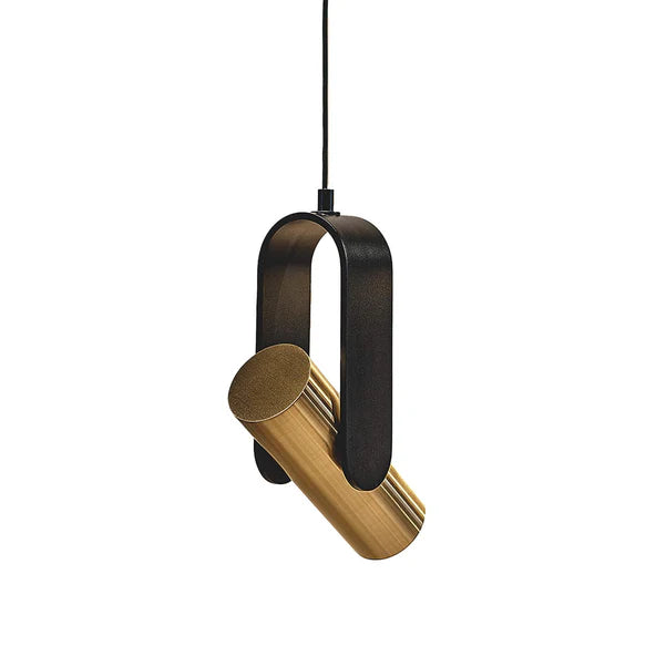 TOOY Nastro Single Pendant - Eggshell frame with greenish grey cylinder