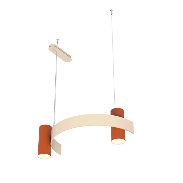 TOOY Nastro Dual Pendant - Beige frame with terracotta cylinder