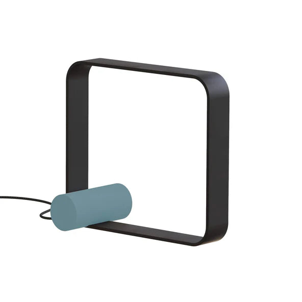 TOOY Nastro Table Lamp, Square - Black frame with greenish grey cylinder