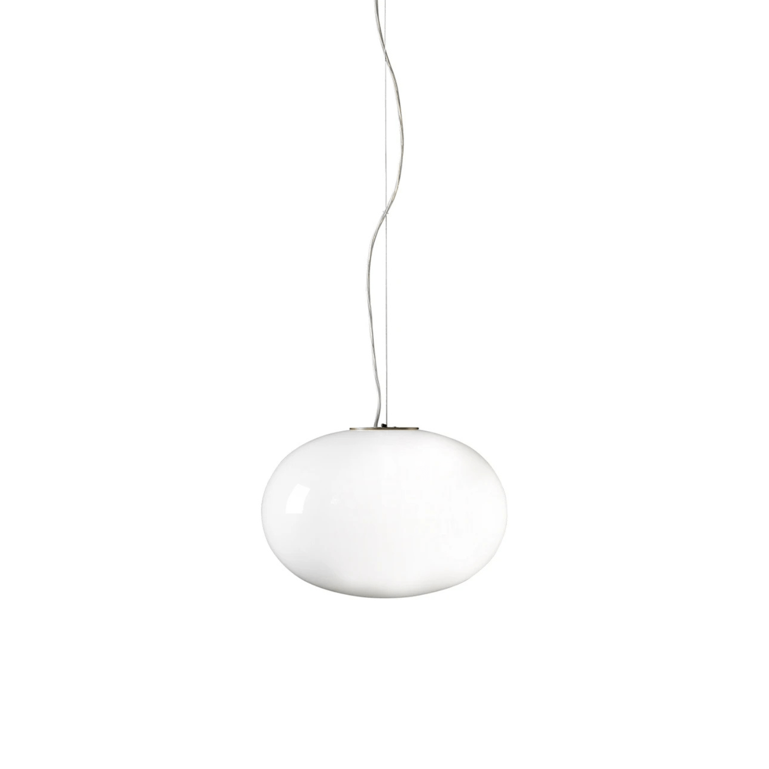 Oluce Alba 465 Pendant Lamp – Opaline Glass & Satin Brass.