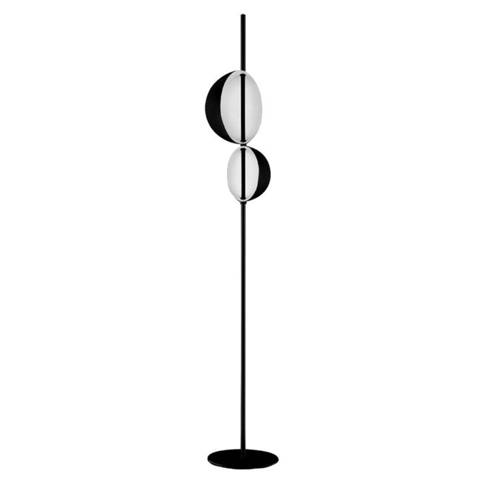 Oluce Superluna 397 LED Floor Lamp – Italian Luxury Design, Rotating Hemispheres.